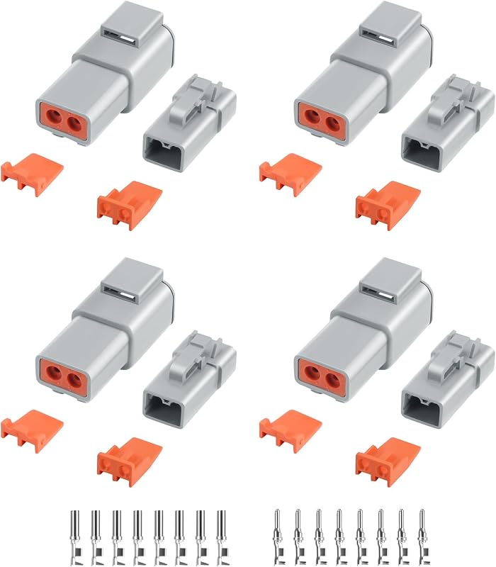 Kit de conectores elétricos Deutsch DTP Deutusacc 2 pinos IP67 – 32 peças, 4 conjuntos
