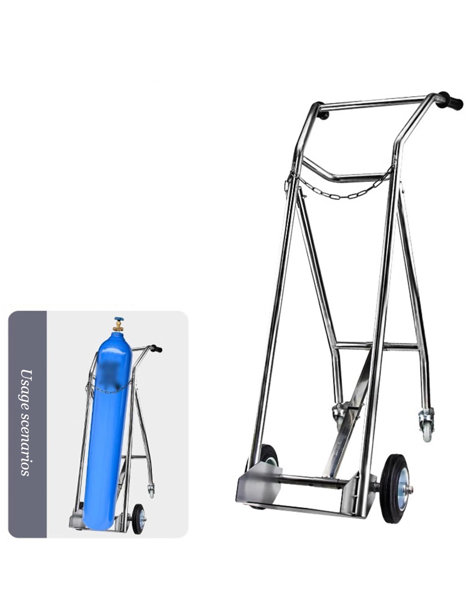 Genérico Carretilla for Cilindros de Gas de 40 l, Carretilla for Cilindros de propano con 4 Ruedas, Carretilla Manual for Cilindros de Gas con Cadena de Seguridad for Laboratorio de fábrica