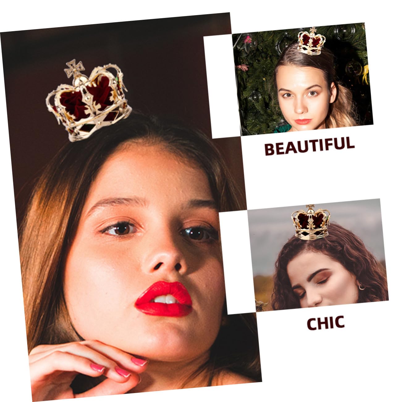 Healeved 2 Stück Mädchen Haarklammern Kronenform Rote Haarschmuck Clips für Halloween Party Cosplay und Festliche Anlässe Langlebig und Komfortabel Geeignet