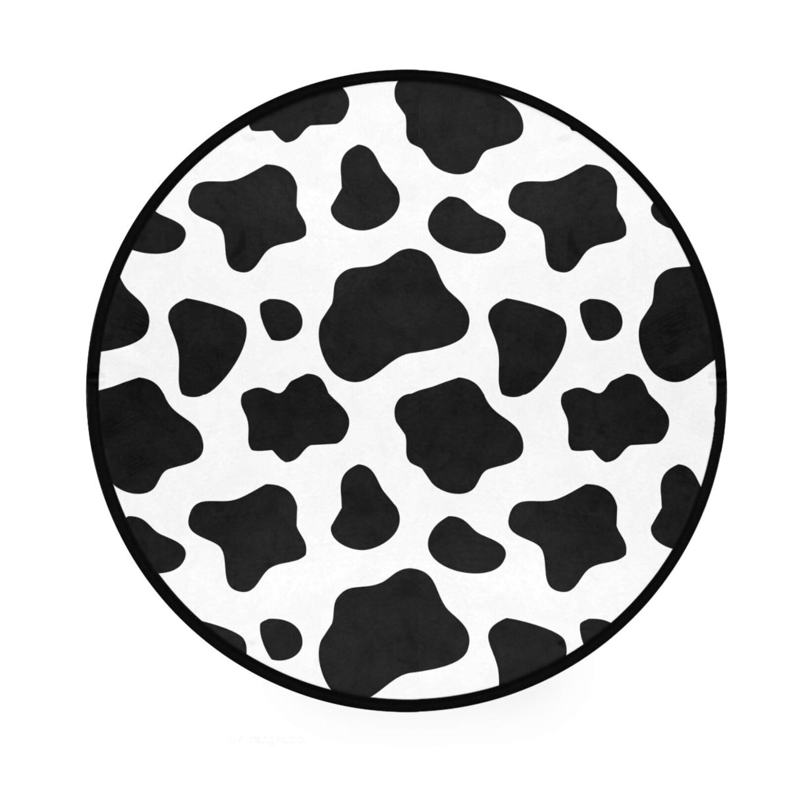 Tapis rond moderne en peau de vache pour chambre enfant et salle de jeu