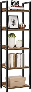 NUMENN Narrow Bookshelf, 5 Tier Bookshelves, Home Office Bookcase Shelf ...
