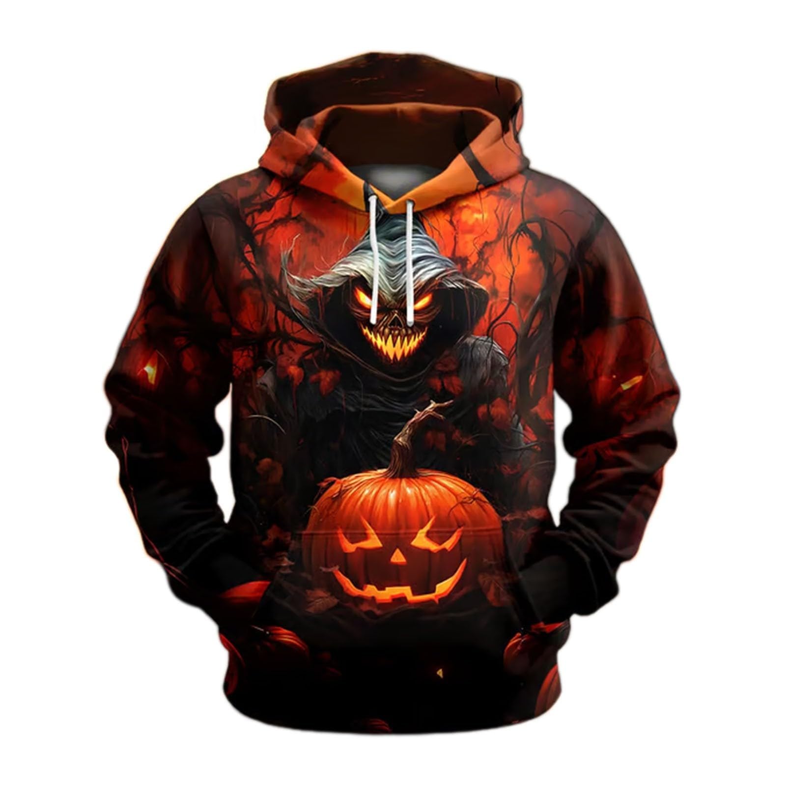 Felpa Con Cappuccio A Tema Zucca Per Halloween Uomo | Costume Carnevale, Maniche Lunghe, Tasca, Comoda E Vintage