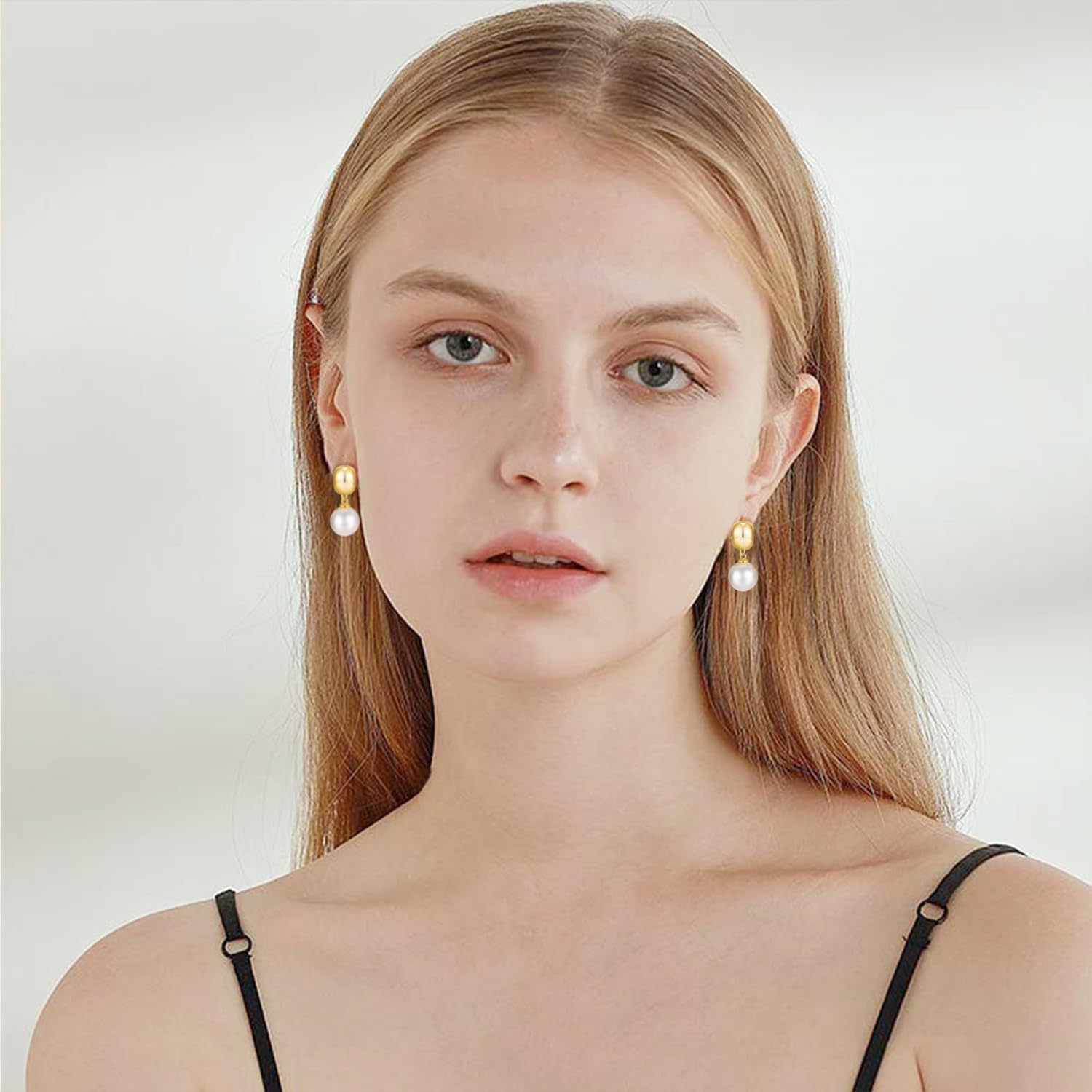 Pearl Earrings for Women Cute Bow Pearl Drop Earrings Elegant Hypoallergenic Gold Jewelry for Women - Image 6