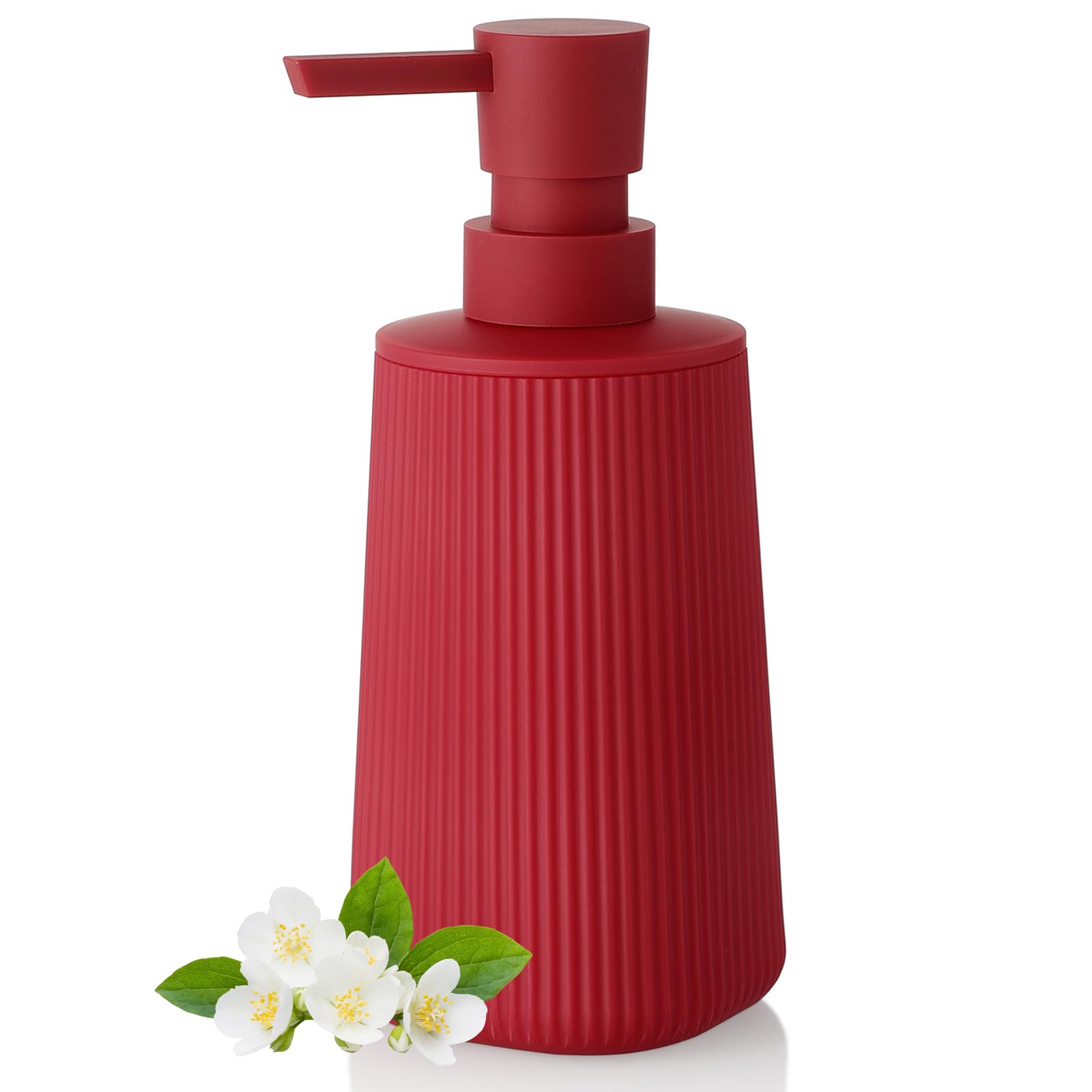 Moderne Seifenspender Rot Kunststoff Spülmittelspender, Seifenspender Bad für Badezimmer, Arbeitsplatte, Küche, Soap Dispenser mit Pumpspender (Rot)