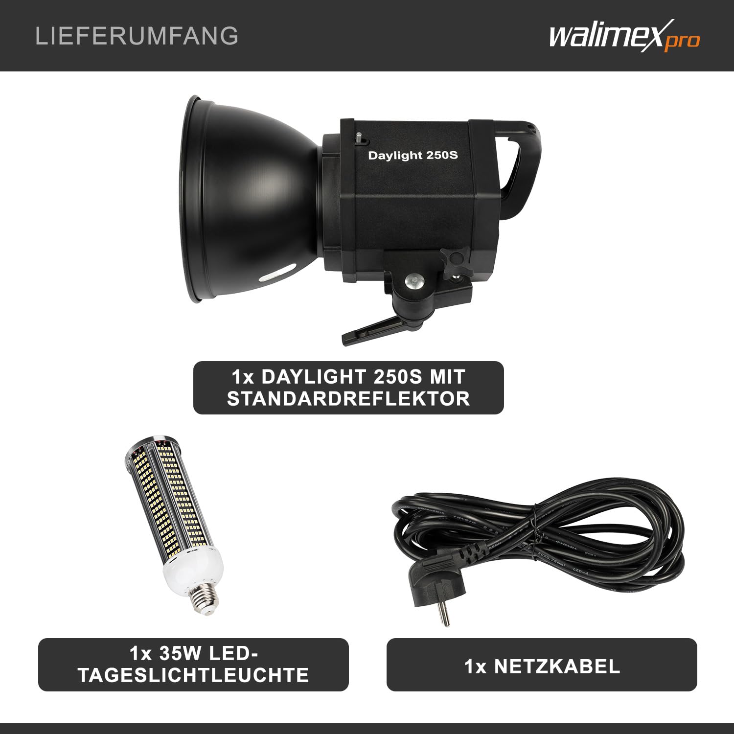 Walimex pro Lámpara de vídeo con tecnología LED Moderna, 5000 K de luz Diurna, CRI 90+, 35 W de Potencia, Incluye Carcasa y Reflector, Ideal para fotografía y vídeo