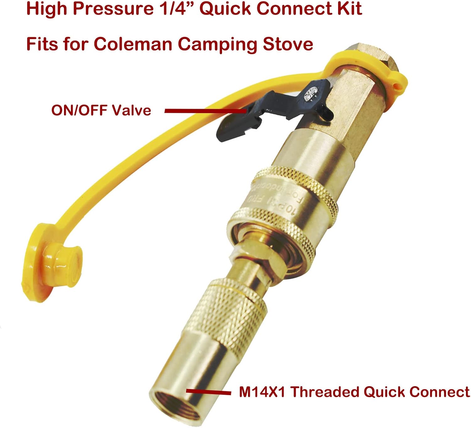 MENSI 1/4" Propane Adapter Quick Disconnect Fitting Compatible for Stansport, Camp Chef Mountaineer,Eureka Gonzo, Jetbroil Camping Stove Grill (Adapter with Quick Connect Valve 1/4")