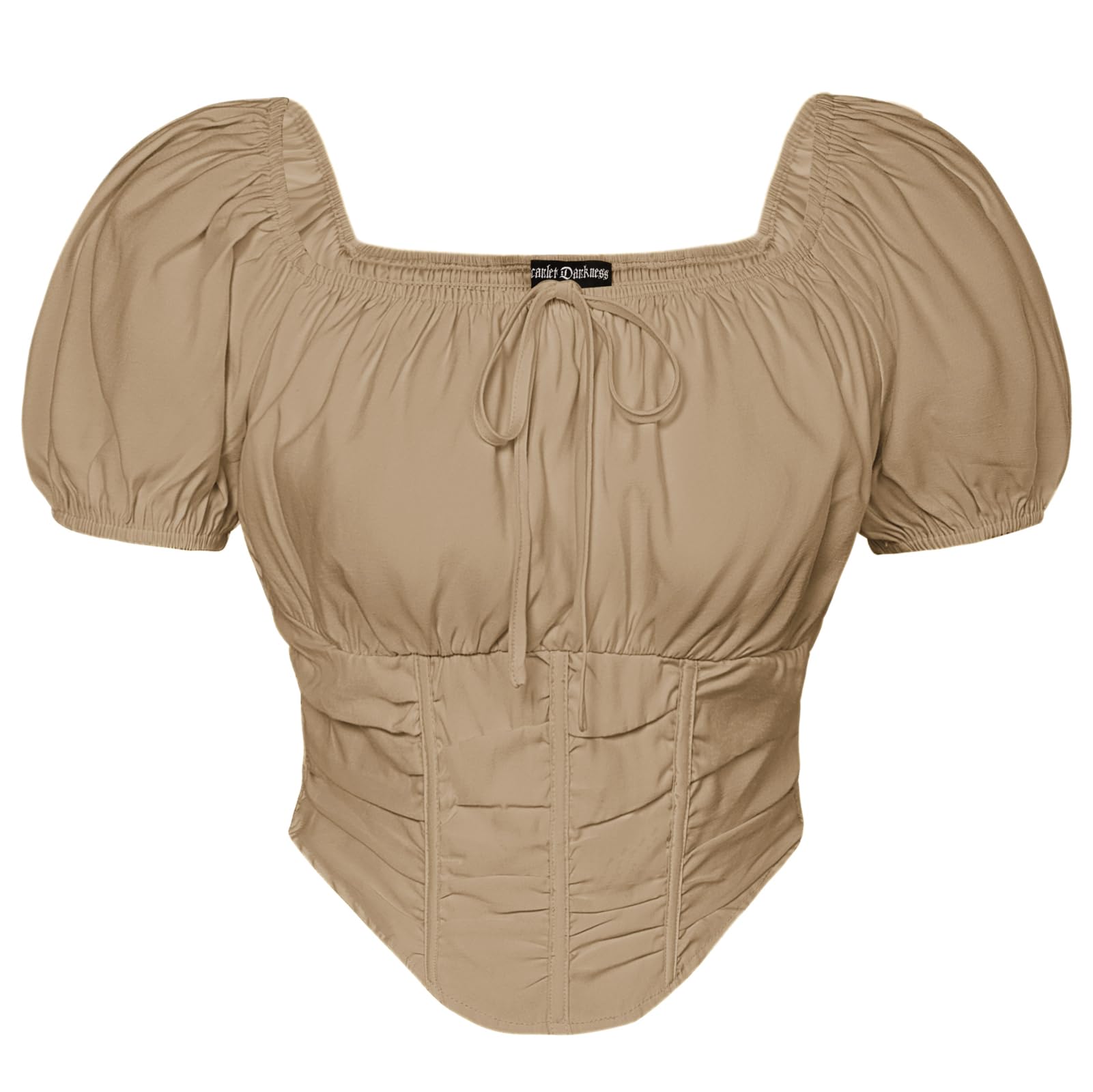 Scarlet Darkness Corset Top for Women Summer Square Neck Crop Tops Renaissance Shirt