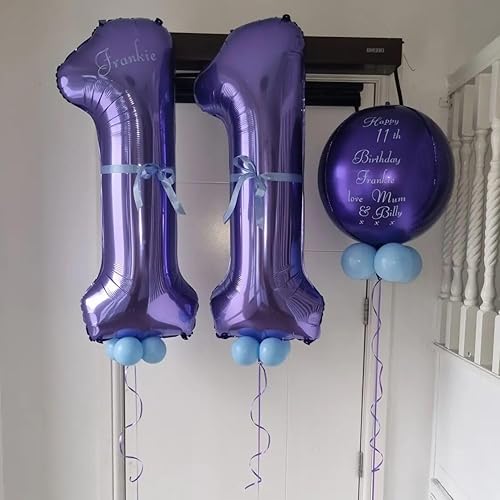 Miniatura 4 de Globos morados gigantes de 40 pulgadas con el número 14, globos de helio de papel de aluminio para fiesta de cumpleaños de 14 años, decoraciones de
