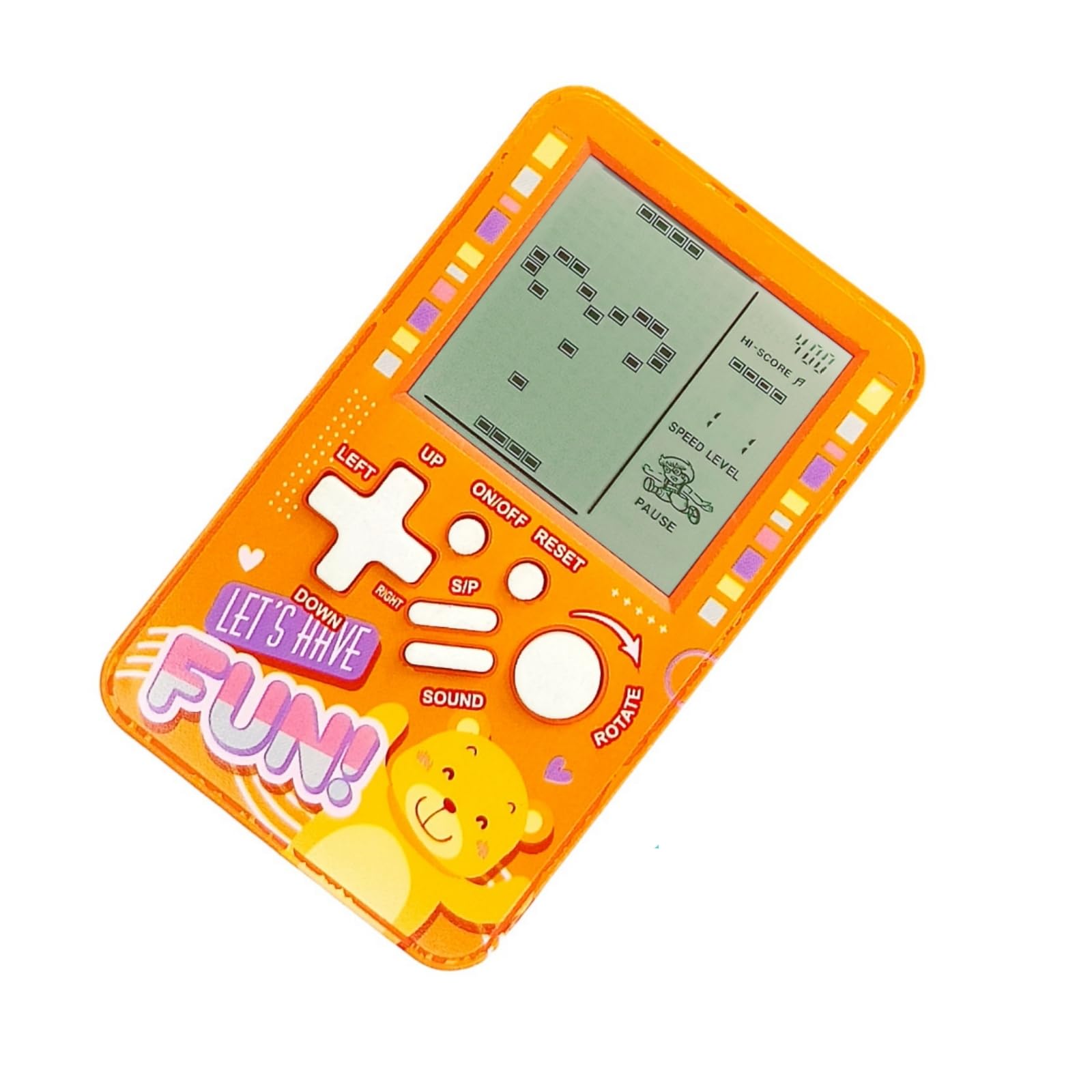 CZT Poket block game console Built-in multiple classic Retro brick games Electronic Handheld Student game machine Game player Portable gaming device kids girls (Orange)