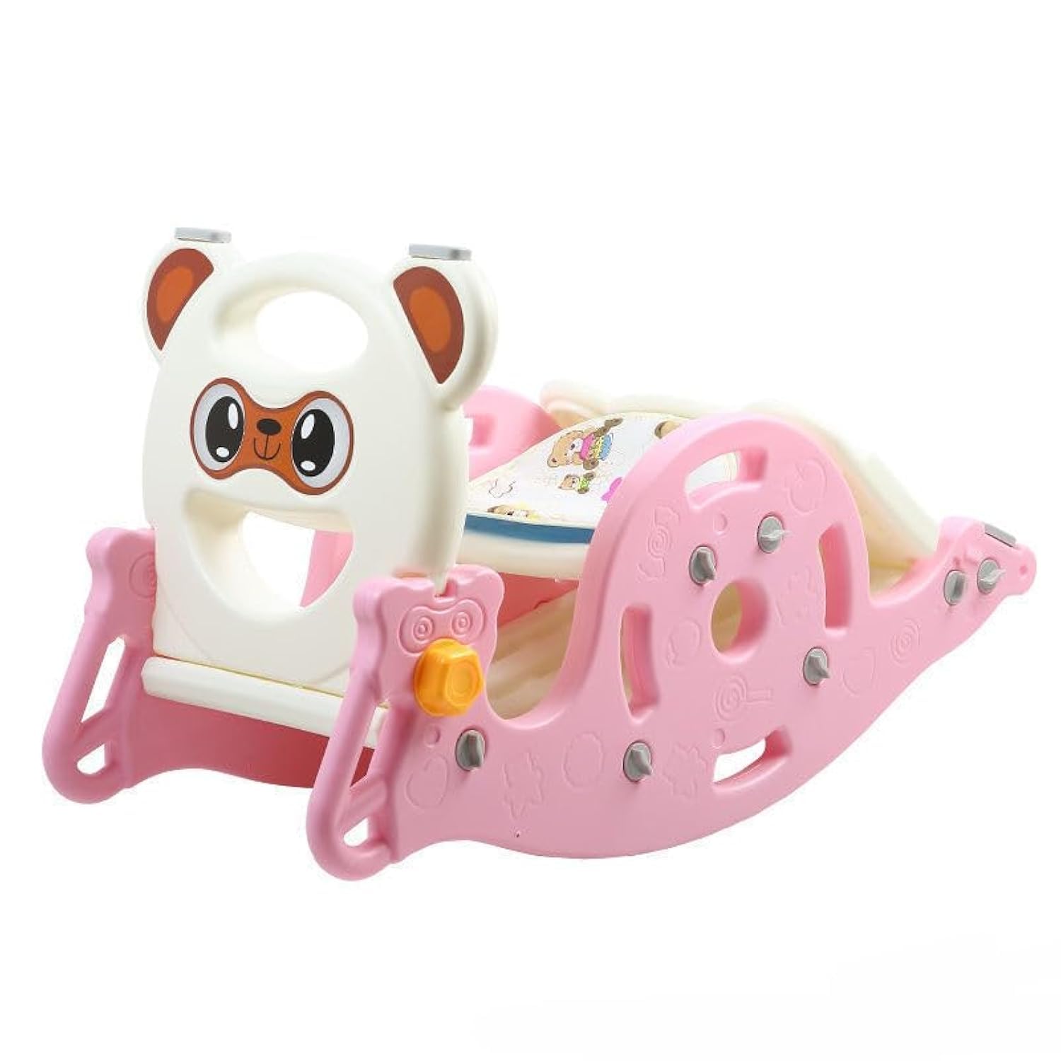 HAOWINS-PAN Children's rocking horse three-in-one multifunctional toy set home baby rocking Trojan 1-6 years old boys and girls sliding sliding baby seesaw, pink