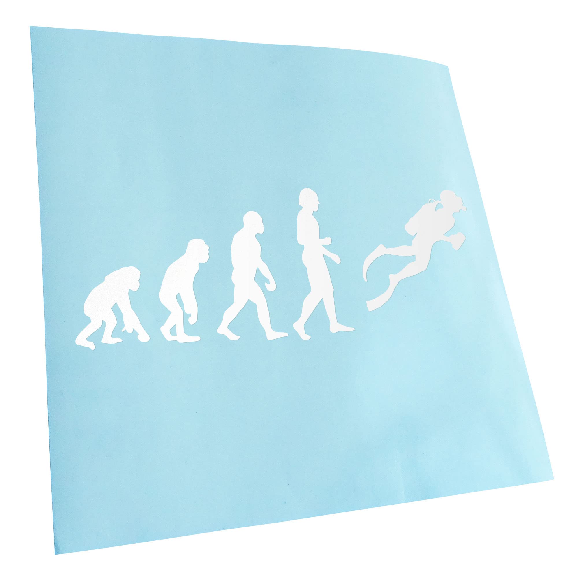 Kiwistar - Car Sticker - White - 24 x 8 cm Evolution Diver Snorkelling - Rear Window Car Sticker Weatherproof for Car Truck Moped Truck - Sticker Exterior Self-Adhesive Tuning Accessories for Window