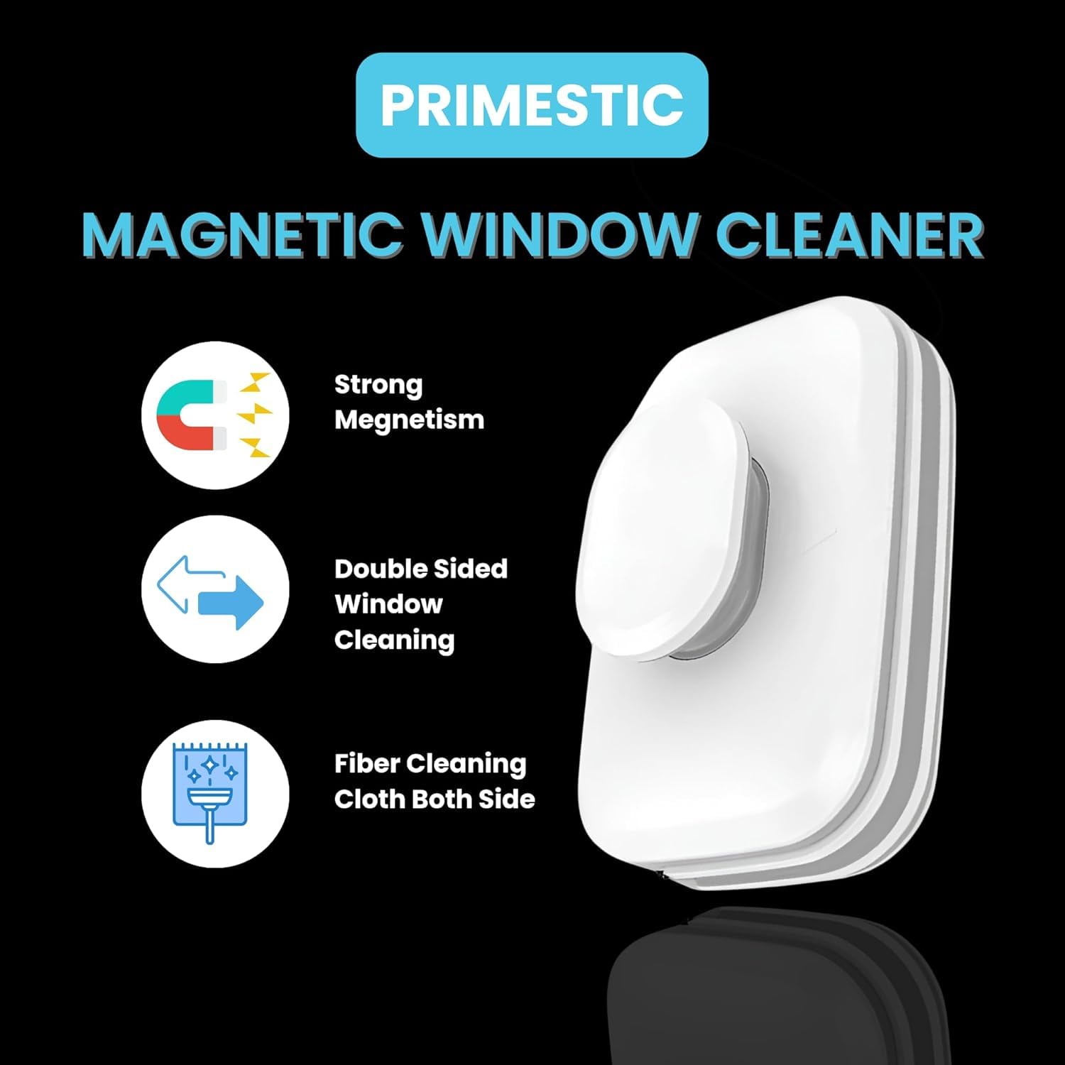 FLOITTUY Magnetic Window Glass Cleaner | Doublefaced Glass Cleaner | Double-Side Glazed Two Sided Wiper with 2 Extra Cleaning Cotton Squeegee Washing Equipment Household Magnet