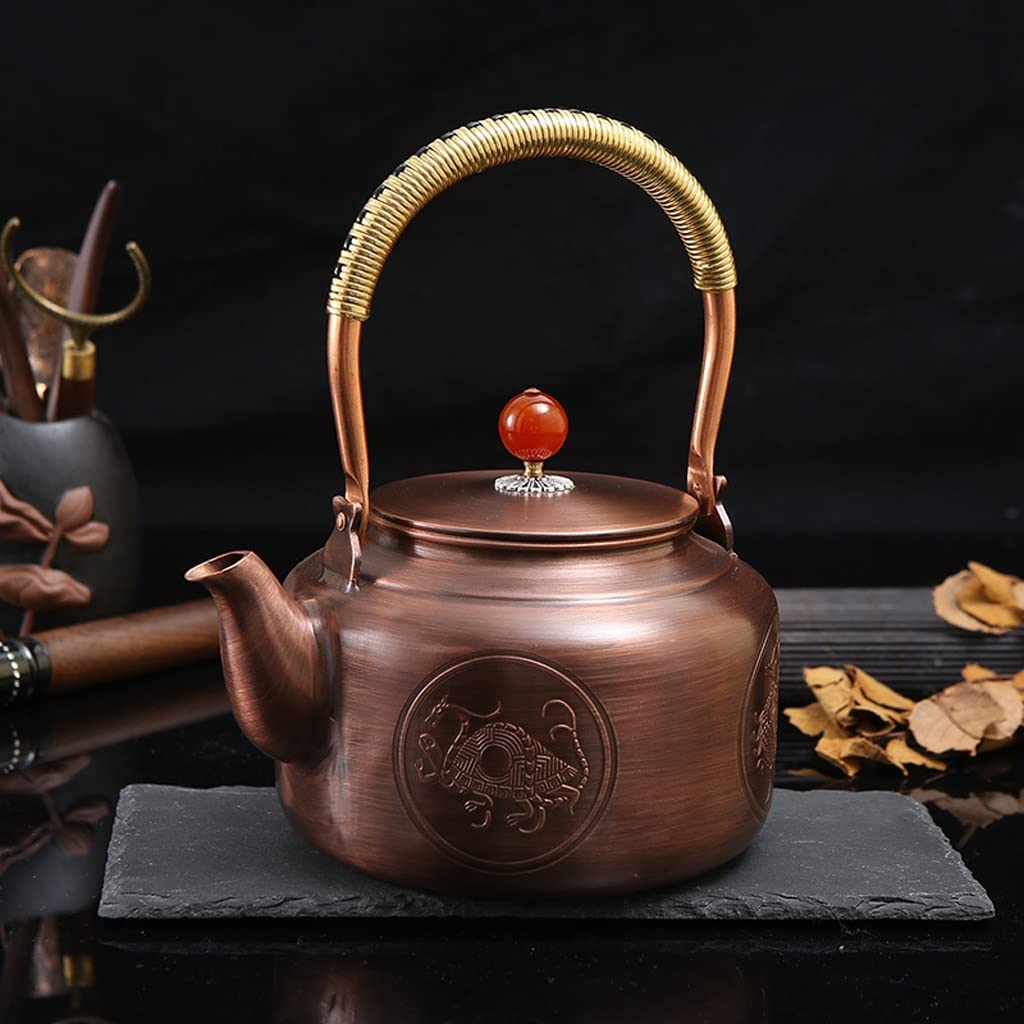 NEBE Tetera Olla de Cobre auspiciosa Creativa, Barril Recto con Tapa, Tetera de Regalo, Juego de té de Oficina, Olla de Cobre for hostelería Teapot