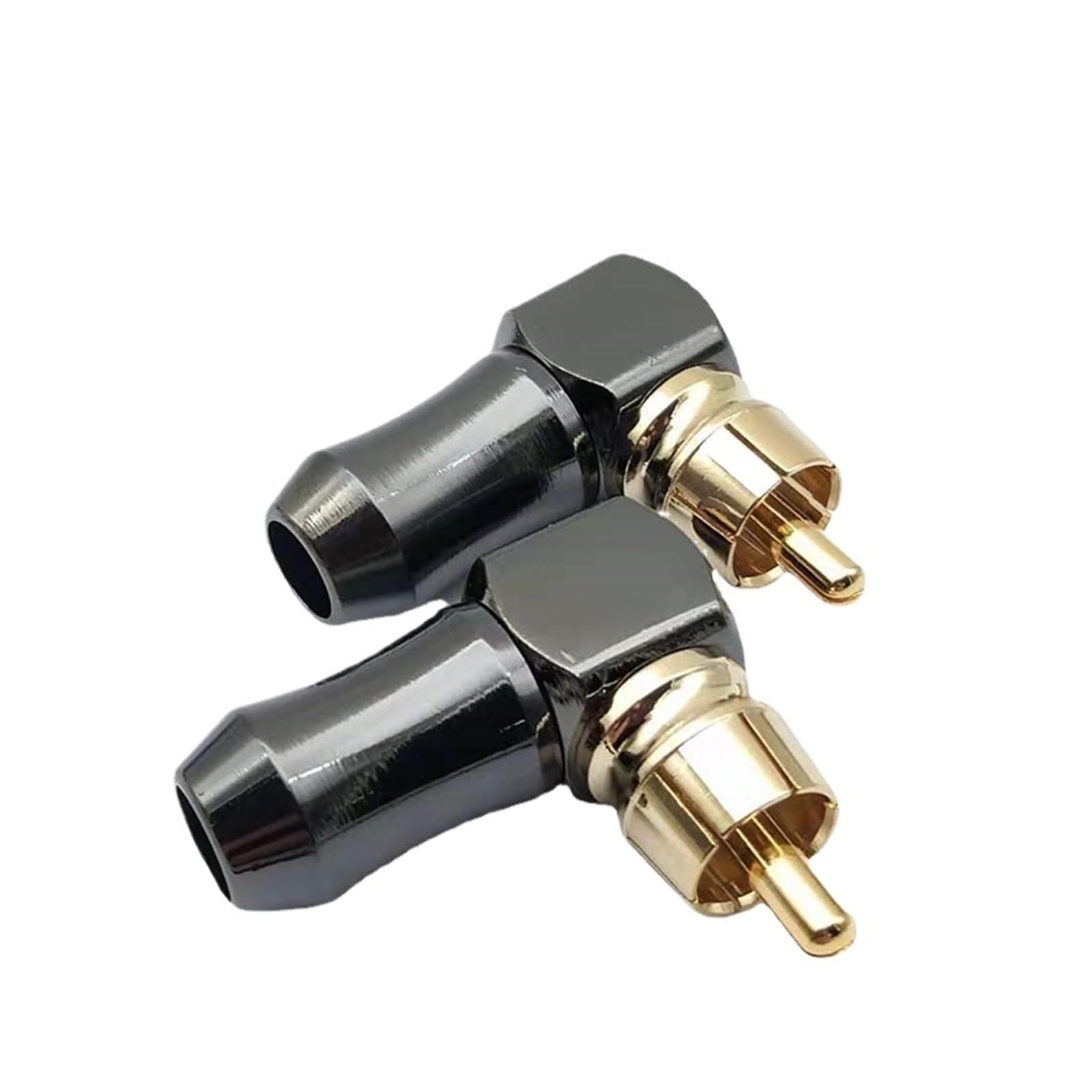 Connecteur mâle RCA Type L noir à 90 degrés, en cuivre plaqué or, coude Lotus à souder, prise Audio à queue courte, 1/4/10 pièces