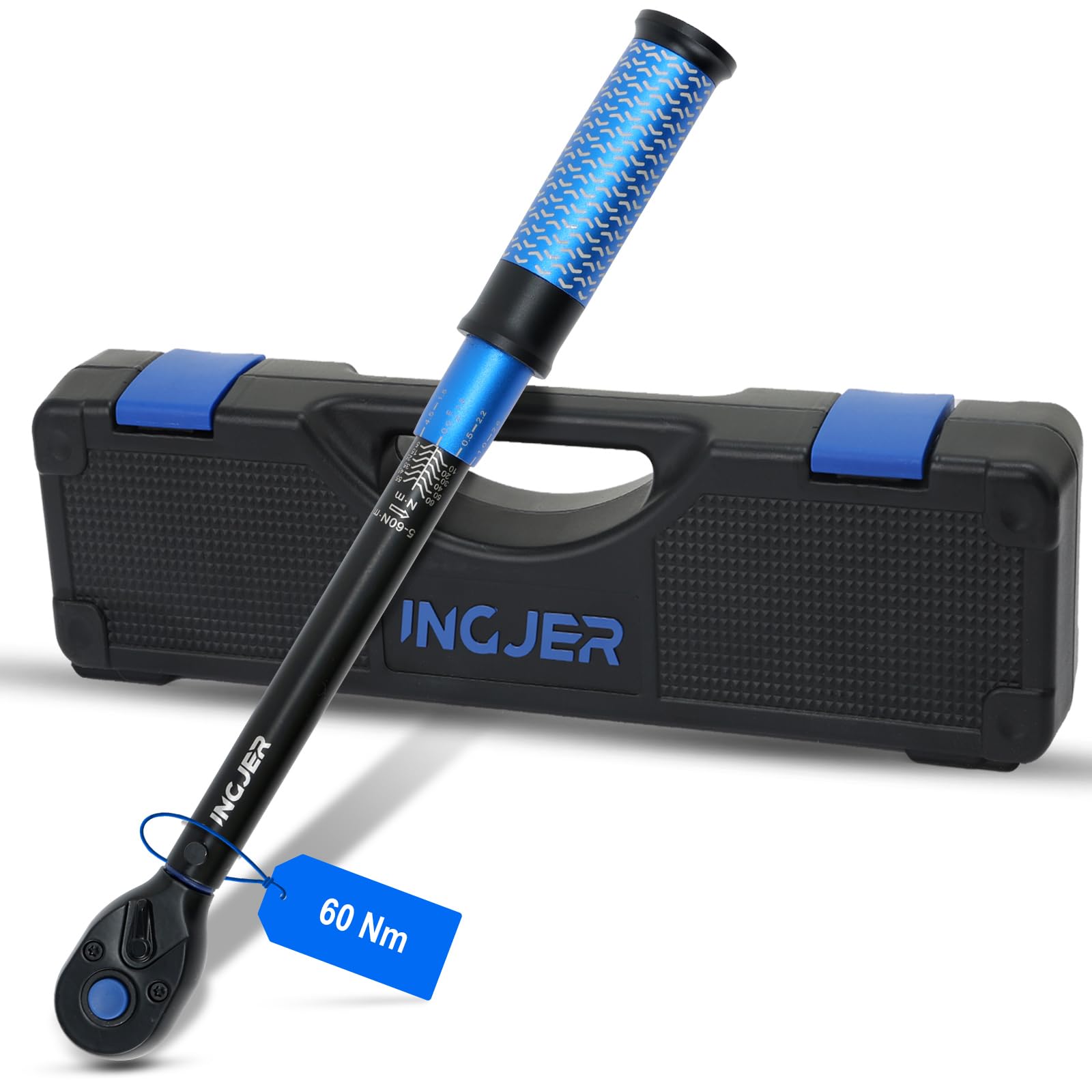 INGJER Upgrade 3/8" Drive Click Torque Wrench,5-60NM,Dual-Direction Adjustable 72 Tooth Click Torque Wrench Auto for Car, Motorcycle,Professionals & DIYers