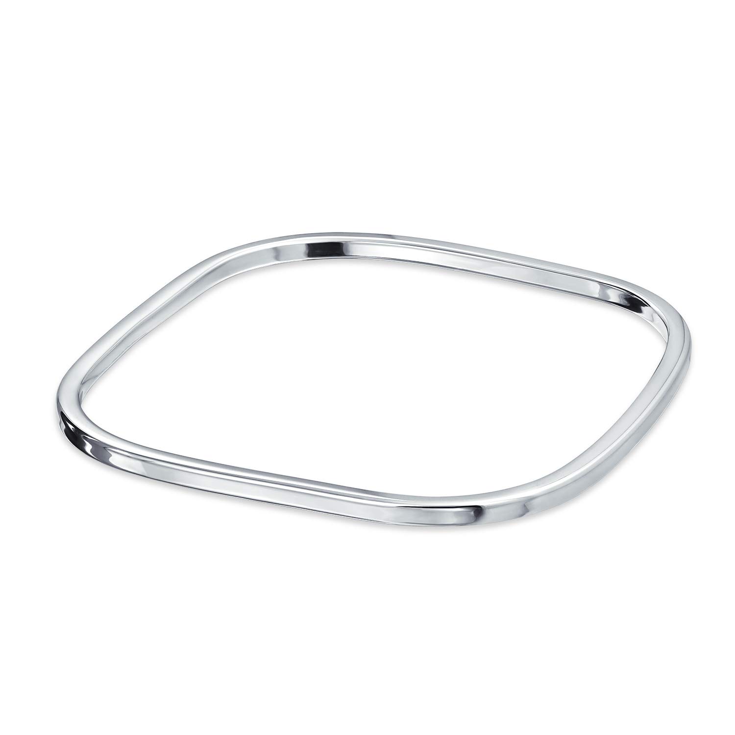 Bling Jewelry Bracciale Rigido Impilabile Liscio E Lucido In Argento Sterling .925 Forma Quadrata Incisione Personalizzata Per Donne