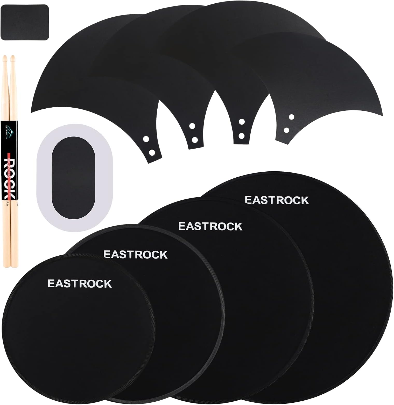 EASTROCK Drum Mute Pads Set 10 Pieces With Cymbal Pad + Hi hats Set Pad, Foam Drum Silencer Pads, Fit 10”, 12”, 14”, 16" (Drum Mute Pad Pack)