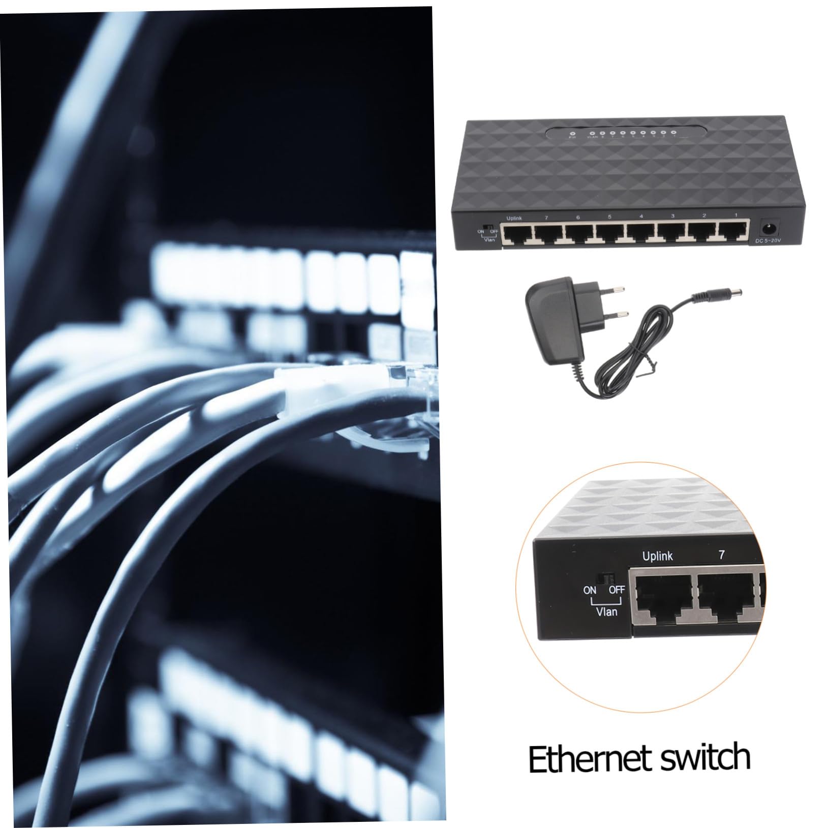 NUOBESTY 1pezzi Splitter di Rete da Mbps Porte per Desktop Ethernet Splitter LAN di Rete Compatibile con Dispositivi Mbps Nero
