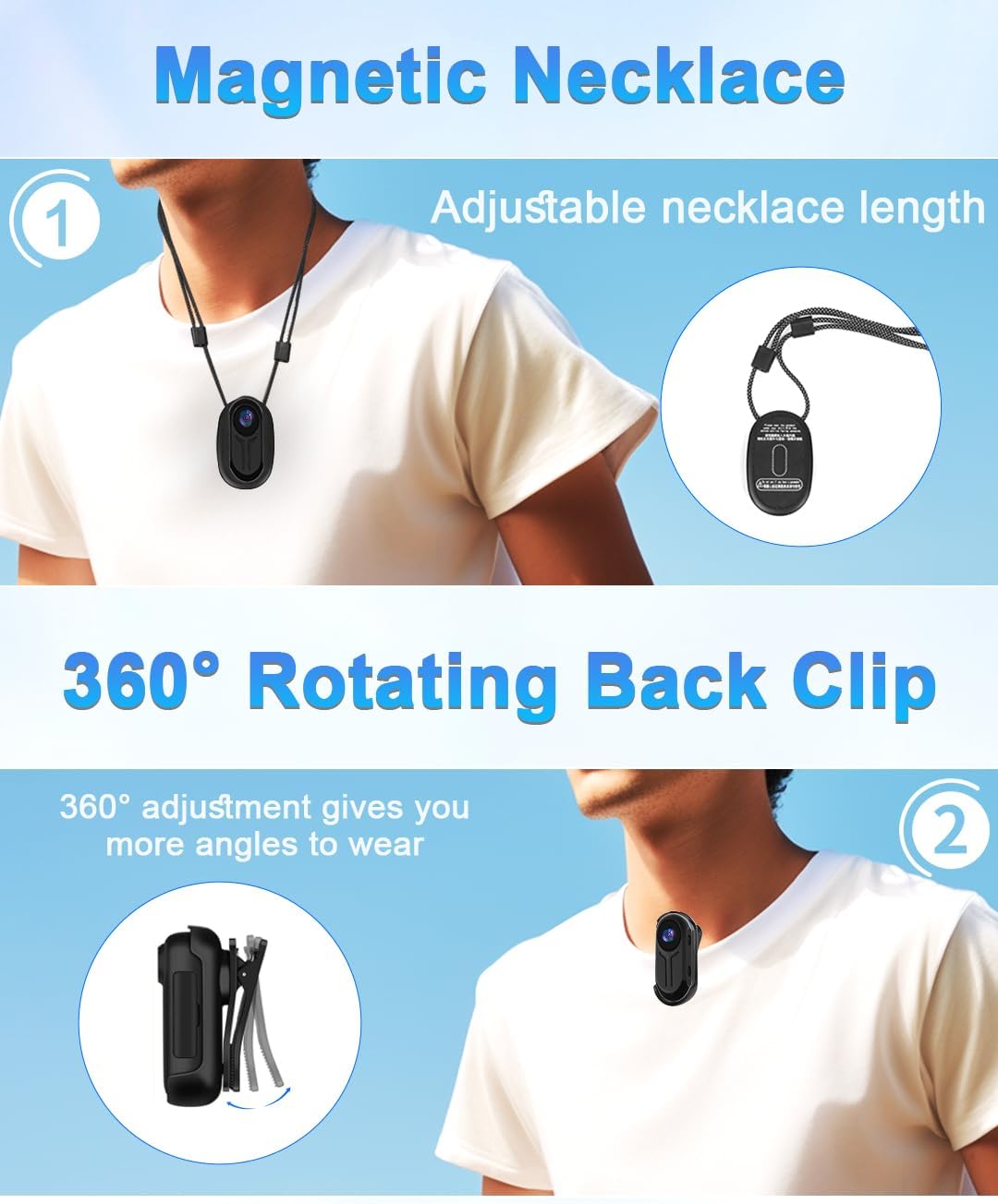 2K POV Camera, Mini Body Cameras with Audio and Video Recording, Action Camera with App Cotrol, Thumb-Sized Portable Wearable Cam, Helmet Cam for Cycling, Motorcycle, Chest Camera with 64GB