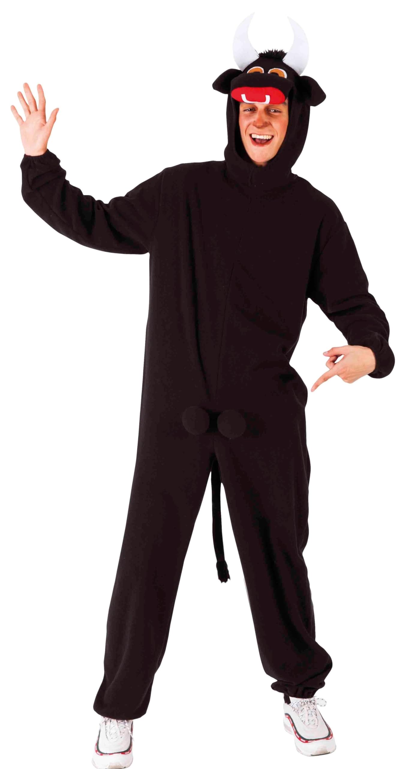 Rubies Disfraz Toro para adulto, Unisex talla Única, Jumpsuit con capucha y cola adjunta, original de Rubies para halloween, carnaval, fiestas, despedida de soltero, Cosplay y cumpleaños