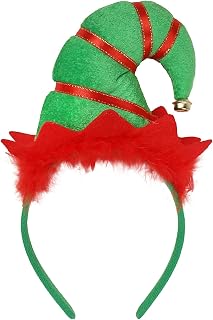 Elf Hat Headband Christmas Elf Headband Elf Ears Hairband Cute Green Elfs Santa Hat Hair Hoop Headwear for Woman Elf Accessories Xmas Holiday New Year Party Favors Hair Decorations 1PCS (Type C)