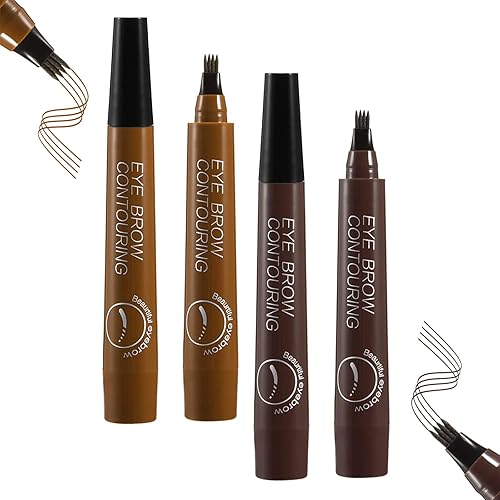 Bolígrafo mágico y preciso para cejas impermeable, duradero e impermeable con 4 puntas de microhorquilla, crea maquillaje natural para cejas (marrón