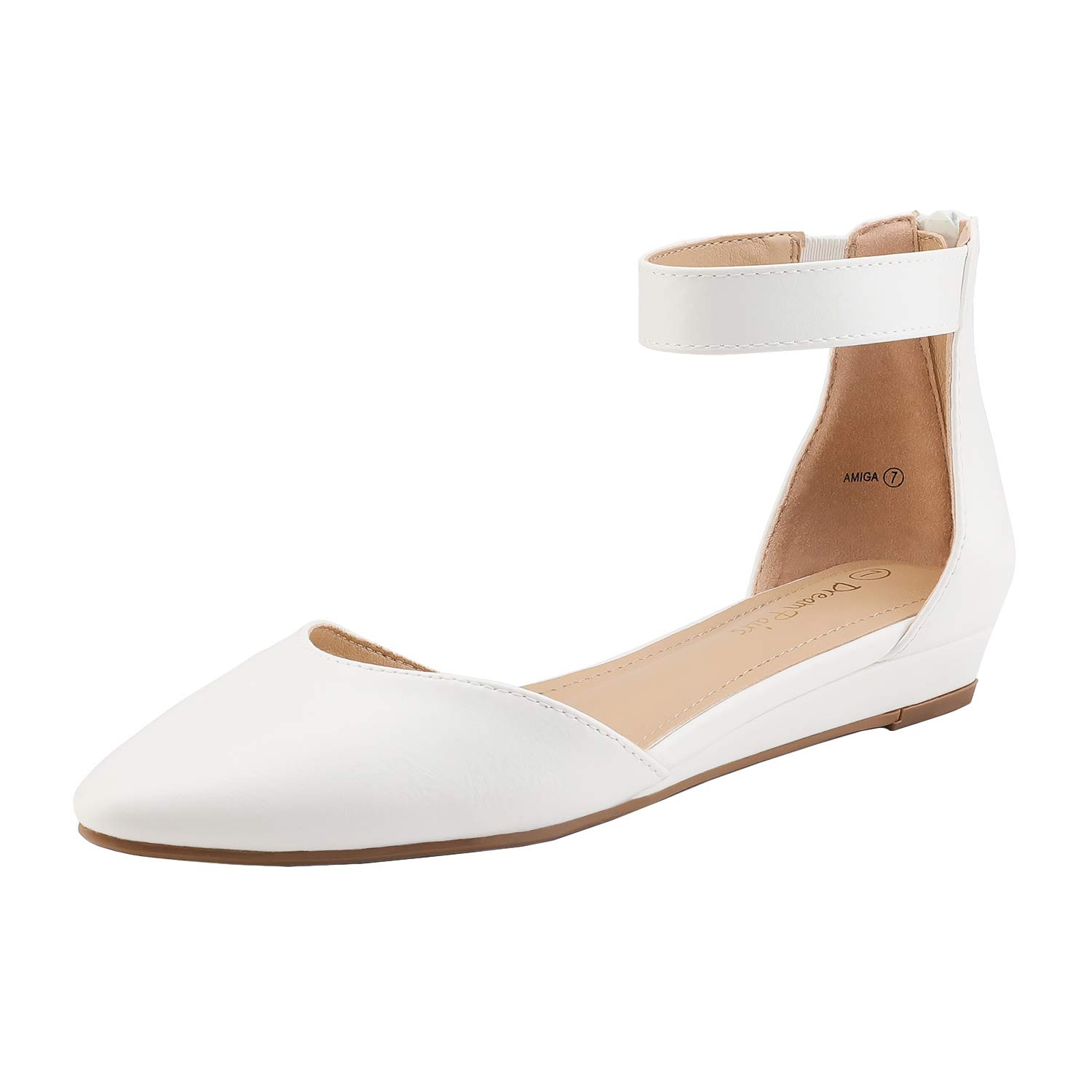 DREAM PAIRS Women's Low Wedge Ankle Strap Flats Shoes