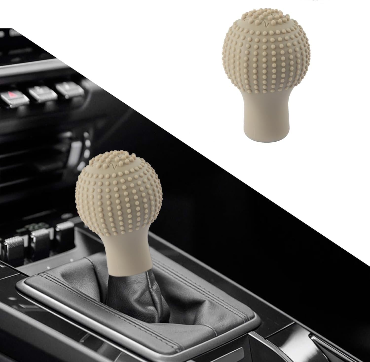 Car Gear Knob Protector Silicone Gear Shifter Cover Knob Dust Proof Nonslip Gear Cover Stylish (Beige) Compatible with Chevrolet Captiva (2008-2015)