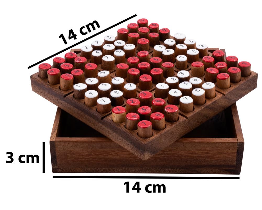 Engelhart – 350230 – Drewniane Sudoku w pudełku – łamigłówka matematyczna – gra logiczna – 1 gracz – 14 x 14 cm