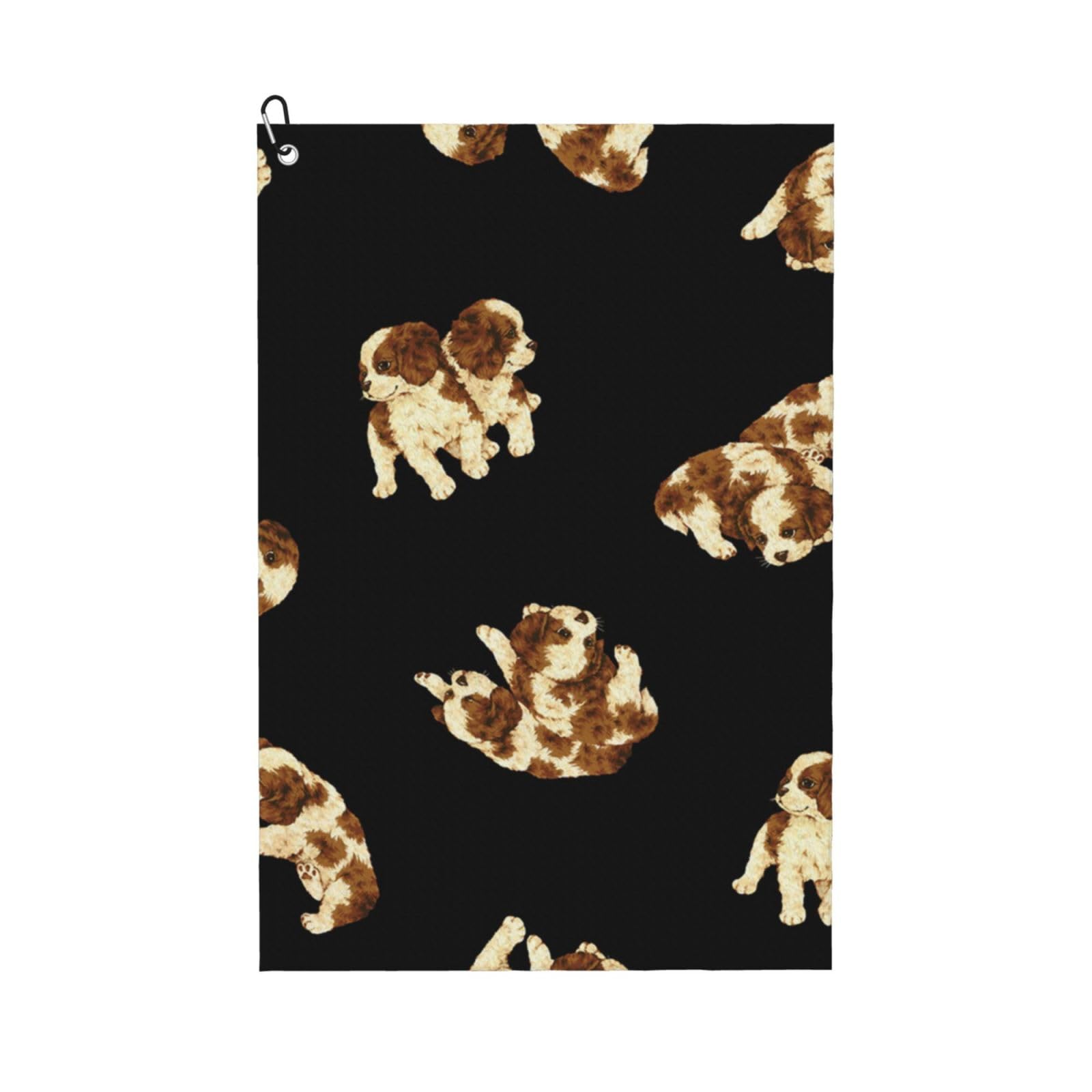 Hnnkloy Cavalier Puppy, 16x24 in Portable Waffle Golf Towels with Carabiner Clip for Golf Bag