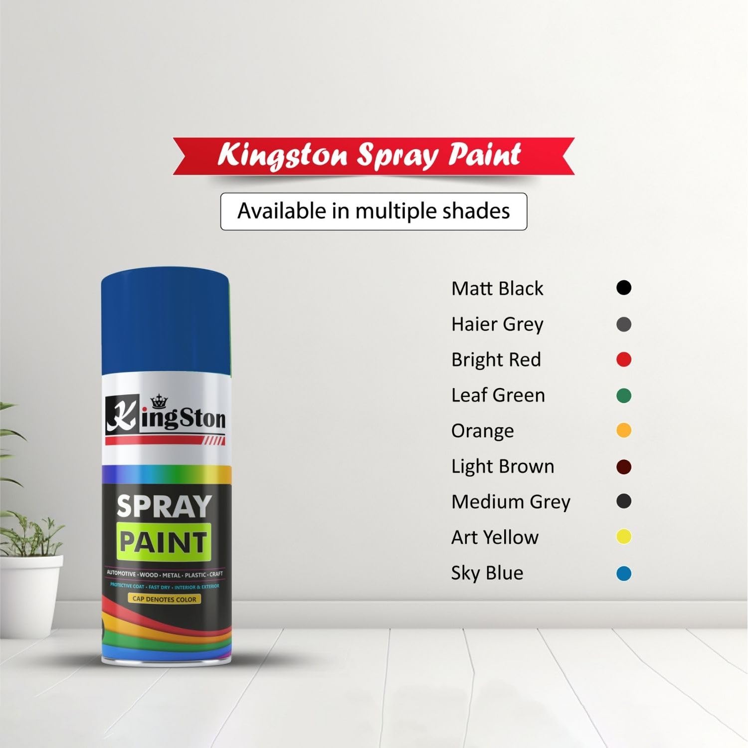 Kingston Acrylic Spray Paint for Metal, Wood, Wall & Plastic, Multi-Surface DIY Paint, Quick Dry, Smooth Finish, 400ml Can, Isuzu Blue, 1 Pc