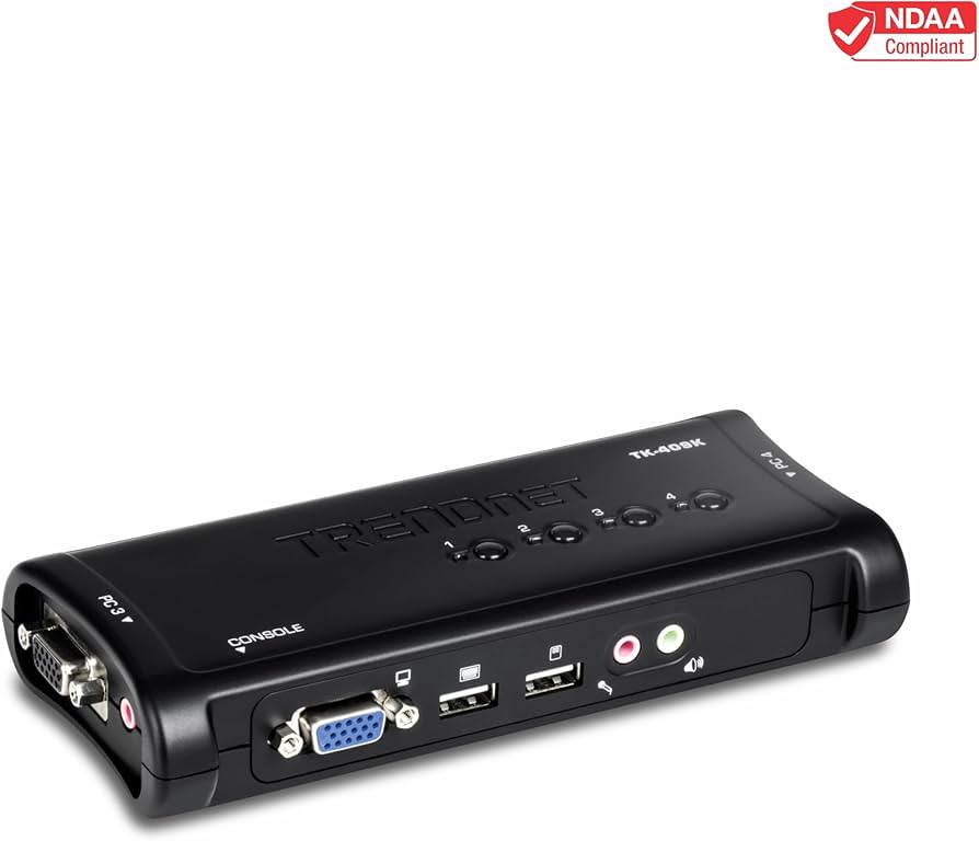 Amazon.com: TRENDnet 4-Port USB KVM Switch Kit with Audio, TK-409K