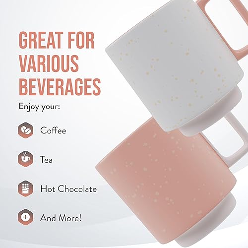 Miniatura 3 de American Atelier Juego de 2 tazas de café apilables Tazas de cerámica de 14 onzas para encimera de cocina, mesa, isla o cafetería Regalo