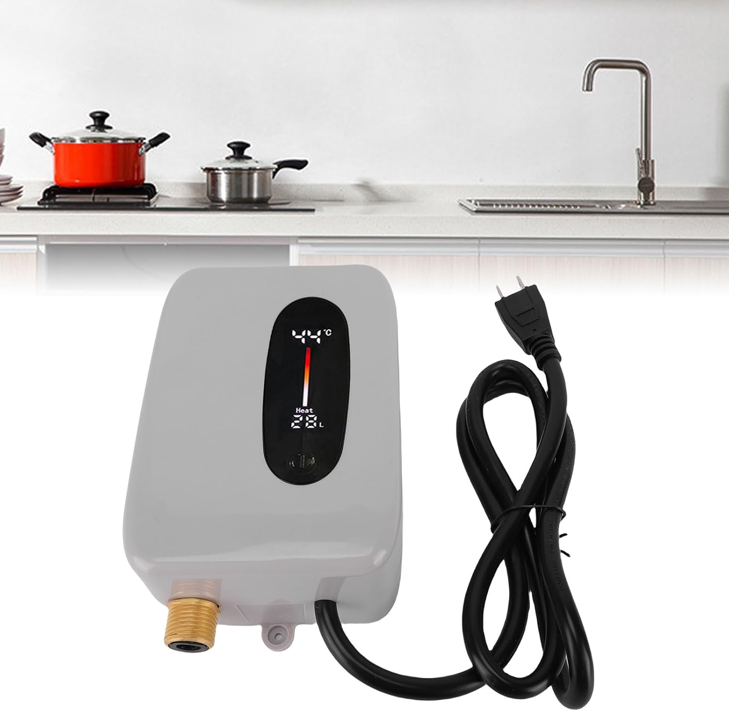 Eujgoov 3000W Electric Tankless Water Heater Under Sink Hot Water Heater with Digital Display for Kitchen Bathroom