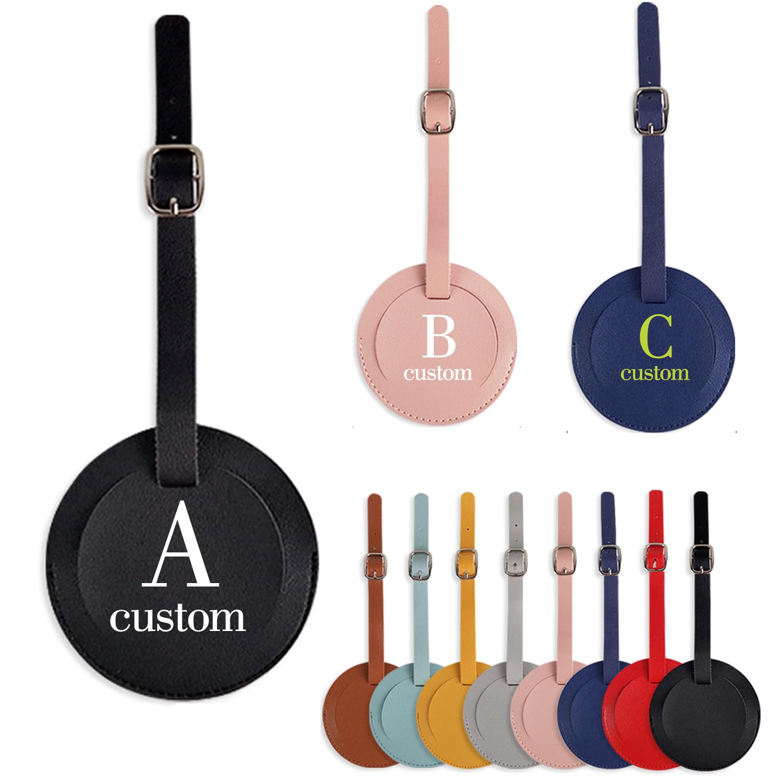 Personalized Luggage Tags Custom PU Leather Luggage Tag for Bag Id, Custom Suitcase Tag Backpack Tag Personalized Name Tags for Travel