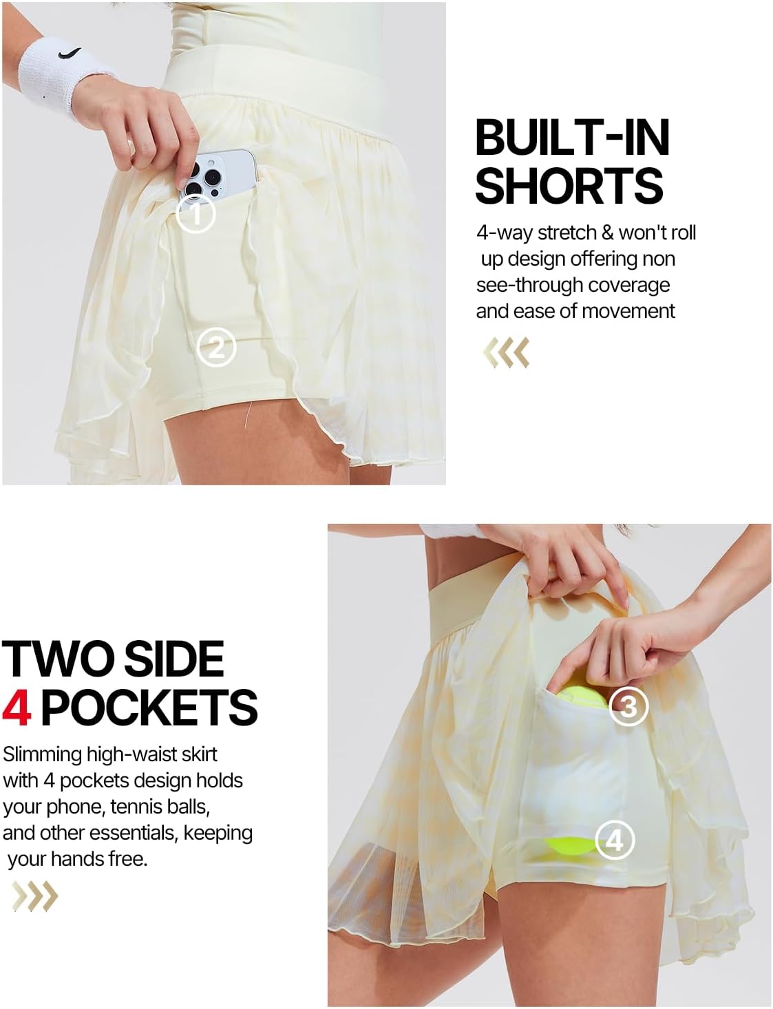 Women's 2 Piece Tennis Skirt Set Collared V Neck Padded Racerback Top & Pleated Skort with 4 Pockets Golf Pickleball Outfit - Image 5