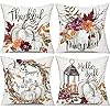 Fall Pillow Covers 18×18 Set of 4 Watercolor Fall Pumpkin Throw Pillow Covers Cotton Linen Autumn Harvest Farmhouse Decor Pillowcases Maple Case with Season Blessings