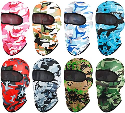 8 Pieces Sun Protection Balaclava Windproof Balaclava UV Protection Full Face Covering for Outdoor Sports(Camouflage Pattern)