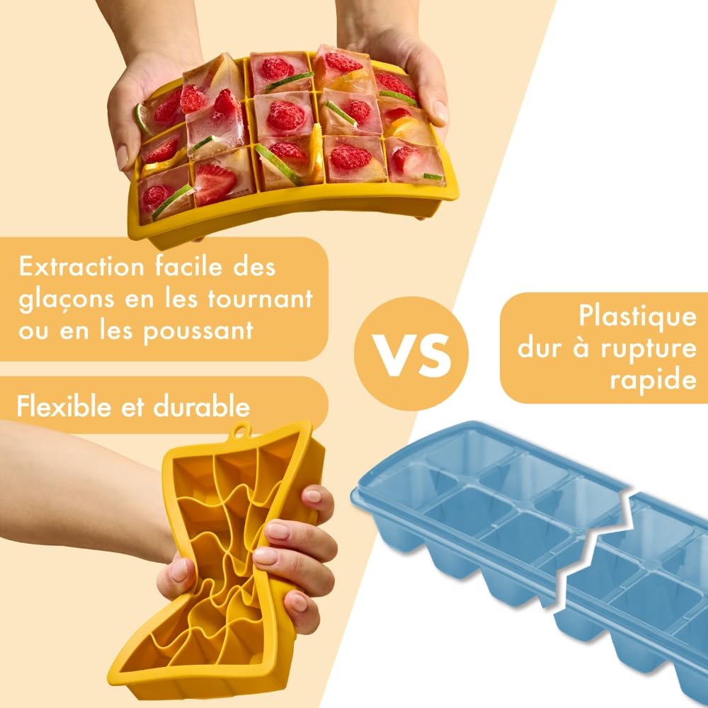 Blumtal stampo ghiaccio silicone 2x24 - stampo ghiaccio con coperchio - stampi ghiaccio per cocktail da 2,6cm - cubetti ghiaccio silicone in M - stampi per ghiaccio stampo senza BPA - grigio