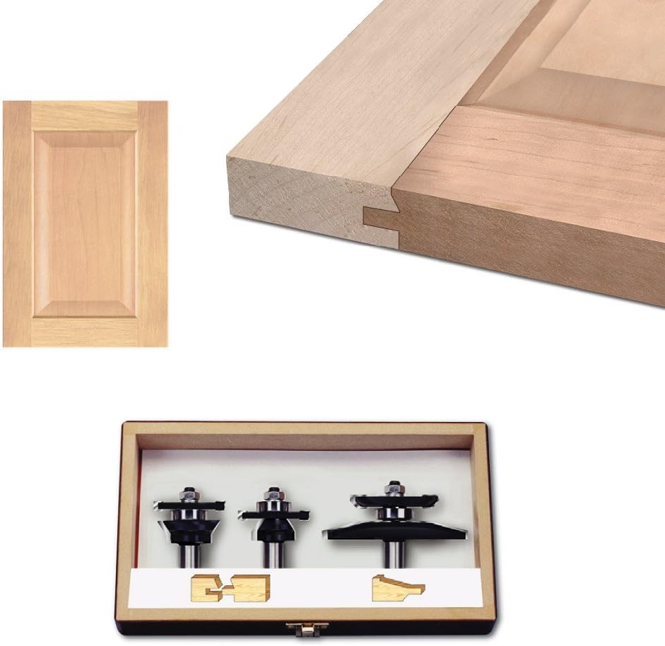 Door & Window Bits 3Piece Timberline TRS230 Shaker Raised Panel 1/2 Shank Door Making Router