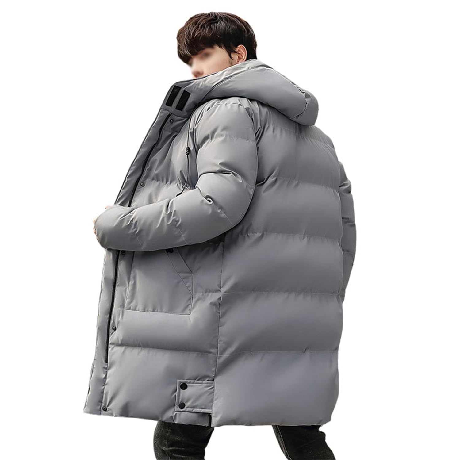 Piumino da uomo lungo giacca invernale calda giacca trapuntata con cappuccio Parka cerniera cappotto invernale ispessito giacche termiche da uomo