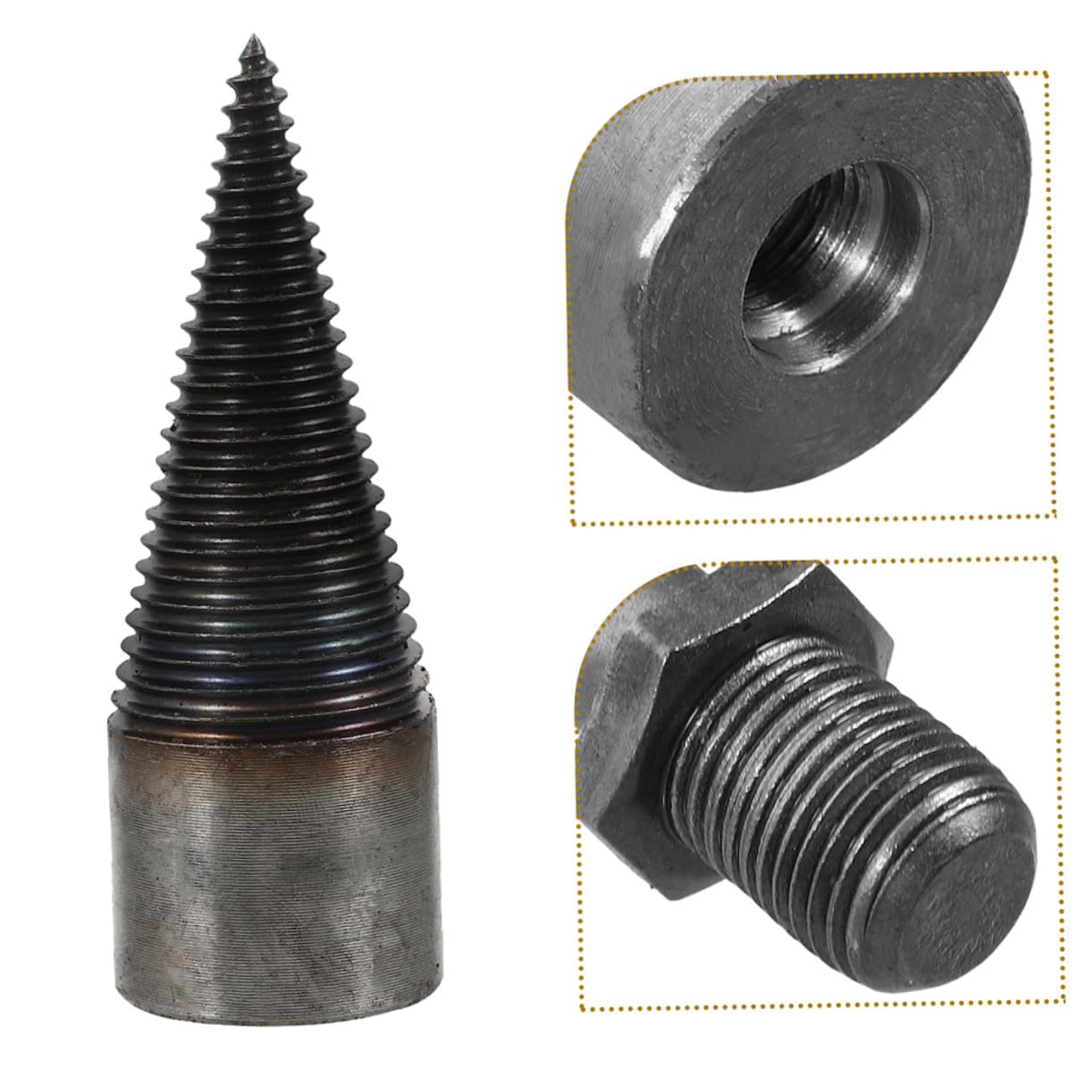 Punta per Spaccalegna in Acciaio ad Alto Carbonio 42mm per Trapano, Utensile Pesante per Spaccare Legna Funzionamento Semplice ed Uso Facile per Splitting Legna da Ardere