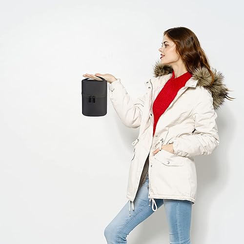 Miniatura 9 de Gloppie Bolsa de maquillaje, bolsa de cosméticos de viaje, soporte portátil para brochas de maquillaje, estuche de maquillaje negro, resistente al