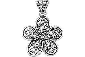 Shop LC 925 Sterling Silver Flowery Bali Pendant Necklace