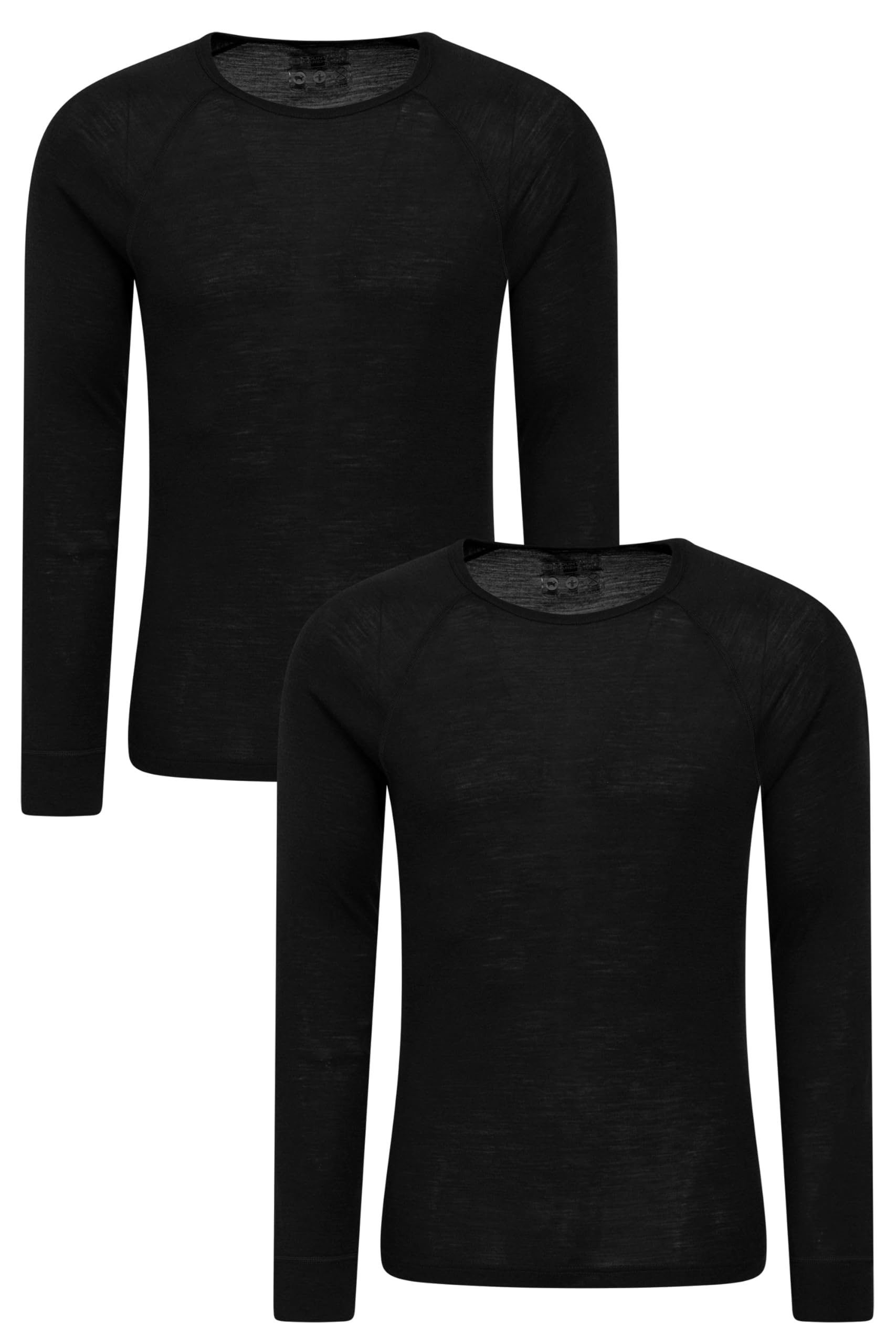 Mountain Warehouse Men's Black (2 Pack) Talus Long Sleeved Baselayer Multipack - Isotherm, Lightweight, Warm - Best For Winter, Skiing, Snowboarding Xxs