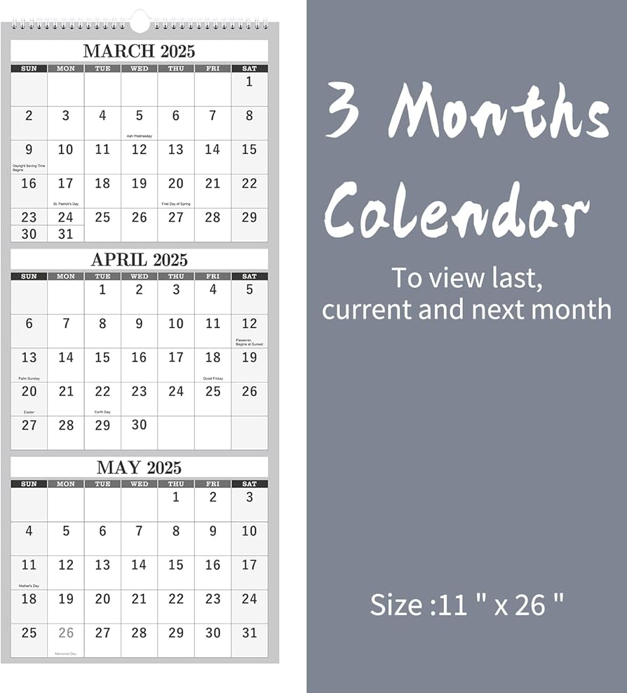 Amazon.com: 2025 Wall Calendar – 3 Month Calendar Vertical Display, 3-Month Wall Calendar 2025, Dec. 2024 - Jan. 2026, 11 amazon-com-2025-wall-calendar-3-month-calendar-vertical-display-3-month-wall-calendar-2025-dec-2024-jan-2026-11-x-26-large-monthly-calendar-lay-flat-holidays-blocks-perfect-for-planning-office-products