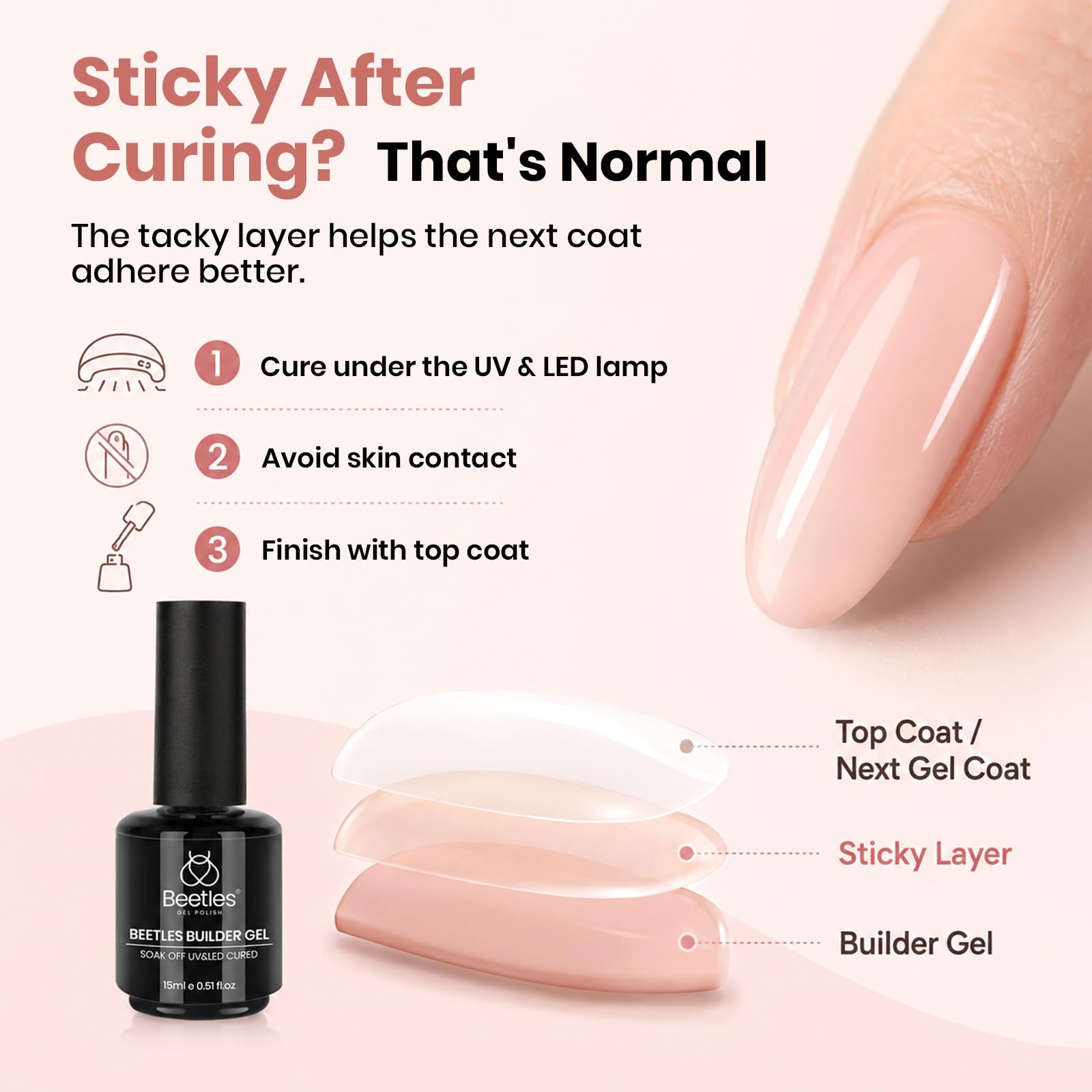 Beetles Builder Gel - Natural Nude Nails -6