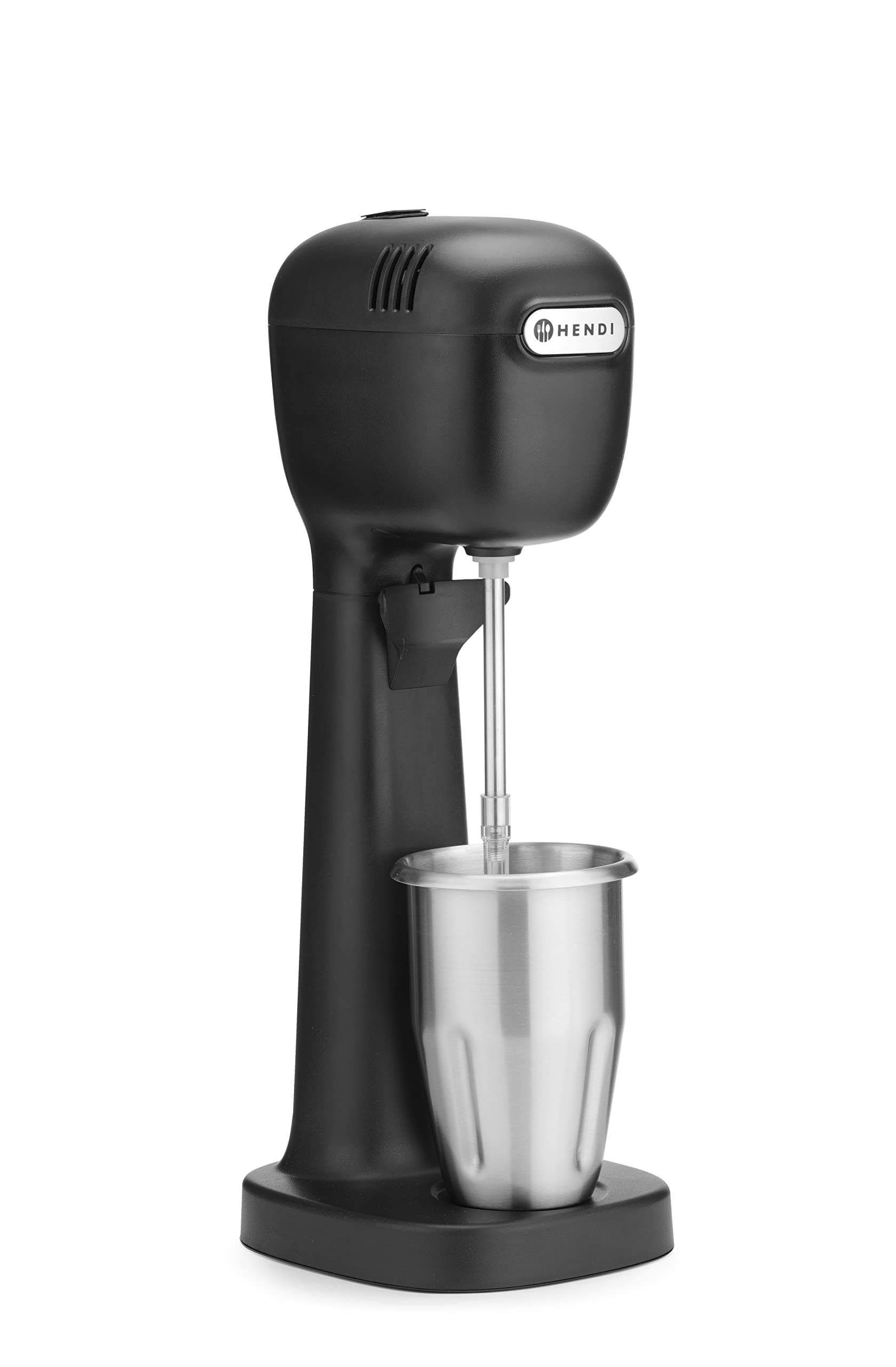 HENDI Mezclador Profesional de Bebidas, Aireador/Batidor de Bebidas Ligeras, Frappés, Capuchinos Fríos, Drink Mixer, Incluye 2 Vasos y 4 Agitadores, 230V/400W, 170x196x(H)490mm, Negro
