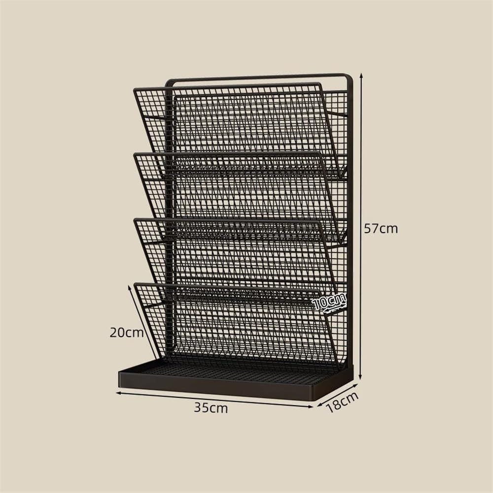 Organizer per cartelle a 5 livelli, porta posta, porta riviste in rete nera, 35 x 18 x 57 cm