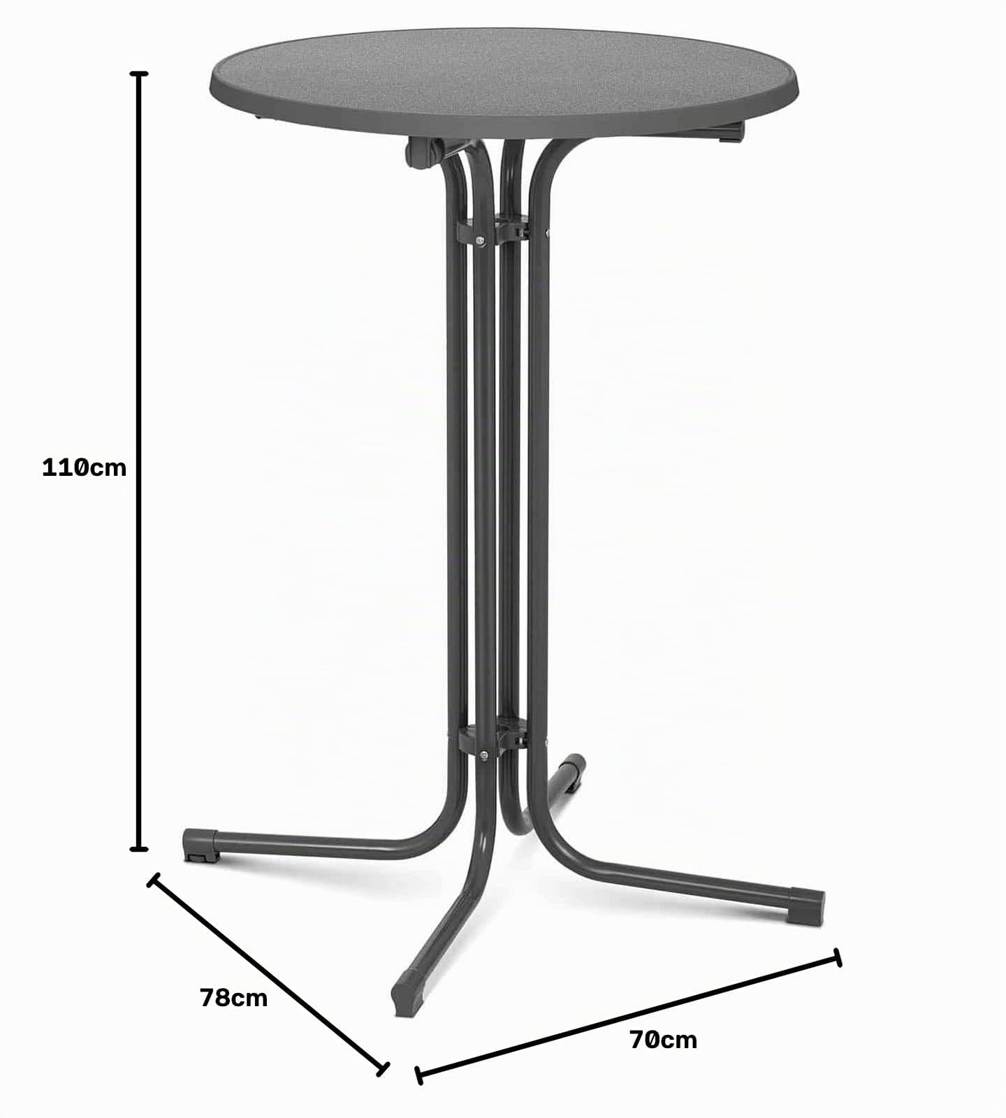 Royal Catering Mange-Debout Mange Debout Table Haute Bistrot Bistro Bar Ronde RC-BIS70FG (ø 70 cm, Hauteur de 110 cm, Pliante, Pieds Réglables, Acier Et Contreplaqué Revêtu De Plastique, Gris)